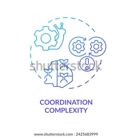 2D gradient coordination complexity icon, creative isolated vector, thin line illustration representing agricultural clusters.