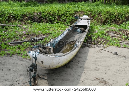 Wooden boat on the beach.