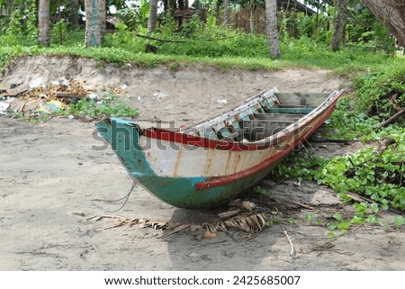Wooden boat on the beach.