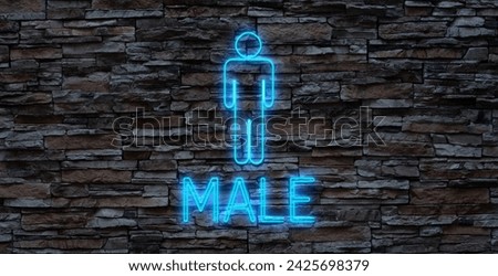 Male silhouette neon light icon. Gentlemen WC door glowing sign. Men's clothes department store. Vector isolated illustration
