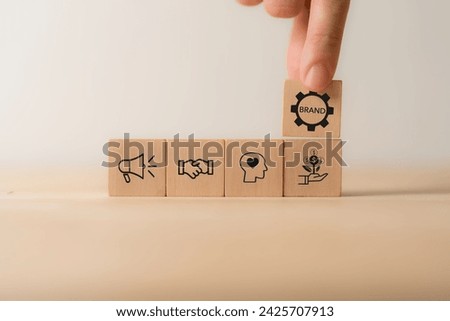 Brand management concept. Creating, developing  and maintaining a brand's identity and market reputation. Strategic planning, positioning and communication to establish a strong brand image. Royalty-Free Stock Photo #2425707913