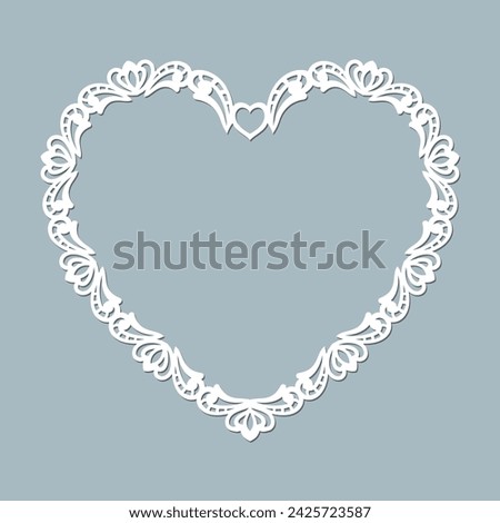 Lace vector frame in the shape of a heart Laser cut