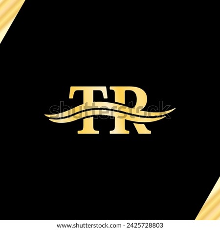 Elegant logo T R letter Luxury Monogram logotype vector of business name branding serif font typography