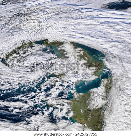 Snowy London. The first days of February 2009 brought a fierce winter storm to countries throughout Western Europe. England received its. Elements of this image furnished by NASA.