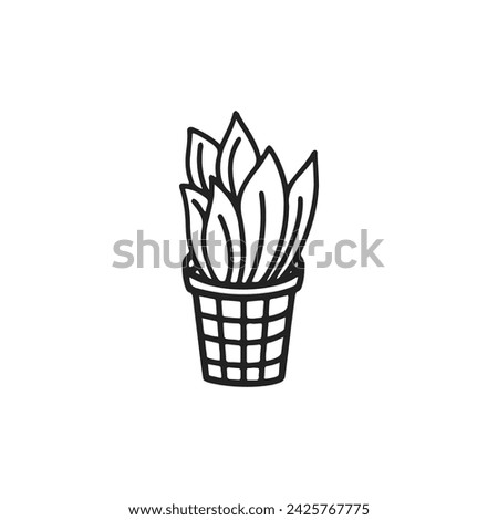 BLACK AND WHITE HOUSE PLANTS VECTOR DESIGN