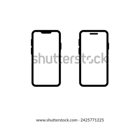 Phone screen mockup. Linear, phone template icons, phone screen mockup, smartphone layout. Vector icons