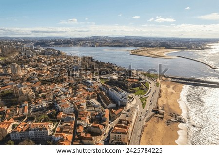 Majestic Urban Oasis: A Breathtaking Aerial Perspective of Portos Foz Do Douro Blending Ocean and Cityscape
