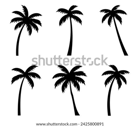 Palm tree silhouette. palm trees set. Vector