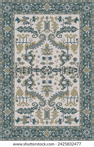 Parsian traditional carpet design for window home decor Royalty-Free Stock Photo #2425832477