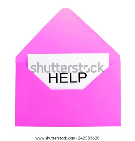 Pink envelope with card with text