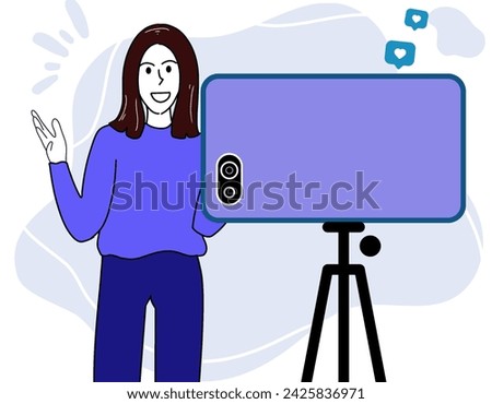 Content creator with smartphone concept vector illustration  Royalty-Free Stock Photo #2425836971