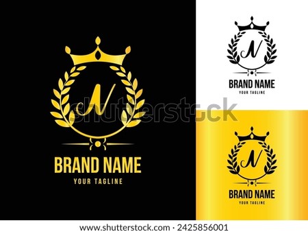 Luxury Crown Fashion logo Vector Letter N .