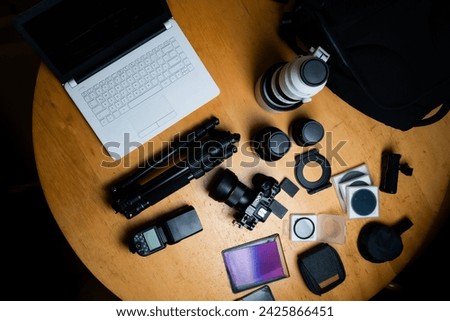 photographer workplace, camera, lens and accesories-2