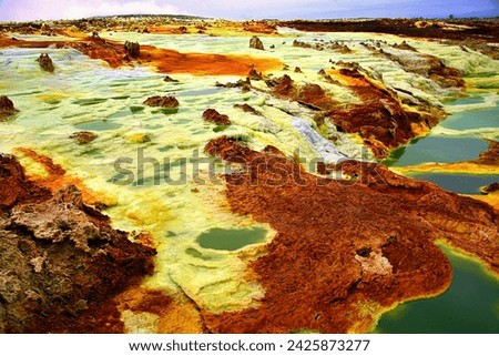 The Danakil desert, in north-eastern Ethiopia, inhabited by a few Afar people, who dedicate themselves to the extraction of salt. The area is known for its volcanoes,extreme heat,depression of 150 mts