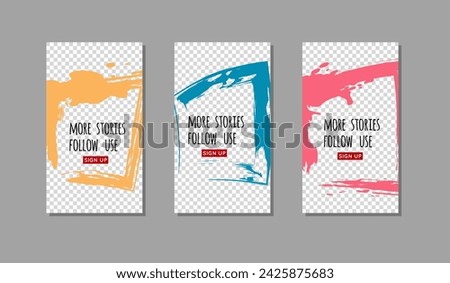 Set of color ink brush stroke on white background. Japanese style. Vector illustration of grunge stains