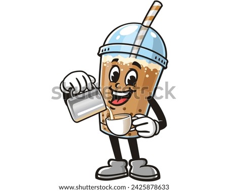 Bubble tea as a barista cartoon mascot illustration character vector clip art hand drawn