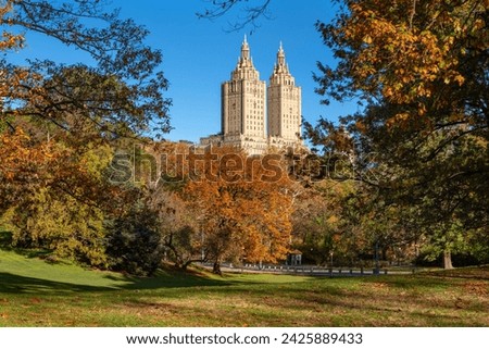 Central Park West Historic District in autumn. Upper West Side of Manhattan. New York City Royalty-Free Stock Photo #2425889433