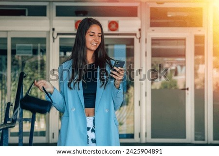 modern business woman with mobile phone
