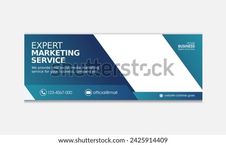 Facebook cover template with gradient. Blue social media facebook cover banner template design for corporate company, digital marketing agency etc.