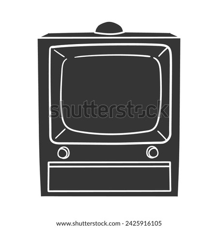 Retro TV Icon Silhouette Illustration. Television Vector Graphic Pictogram Symbol Clip Art. Doodle Sketch Black Sign.