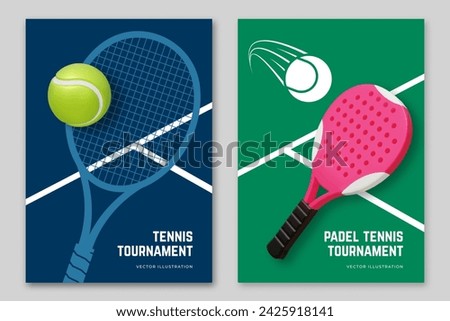 Tennis and Padel tennis championship or tournament poster design. Vector illustration Royalty-Free Stock Photo #2425918141