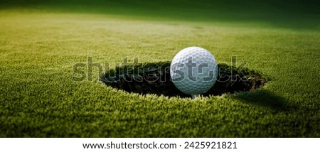 Golf Ball that finds itself in a Difficult Situation after the Shot that Every Golfer Knows Wallpaper Background Brainstorming Family Digital Art Magazine Poster Symbolimage Royalty-Free Stock Photo #2425921821