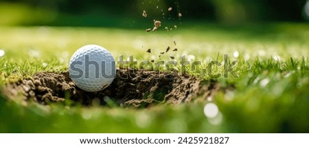 Golf Ball that finds itself in a Difficult Situation after the Shot that Every Golfer Knows Wallpaper Background Brainstorming Family Digital Art Magazine Poster Symbolimage Royalty-Free Stock Photo #2425921827