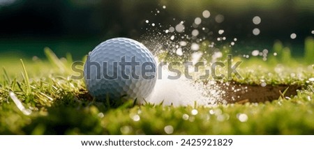Golf Ball that finds itself in a Difficult Situation after the Shot that Every Golfer Knows Wallpaper Background Brainstorming Family Digital Art Magazine Poster Symbolimage Royalty-Free Stock Photo #2425921829