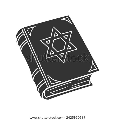 Torah Book Icon Silhouette Illustration. Israel Religion Vector Graphic Pictogram Symbol Clip Art. Doodle Sketch Black Sign.