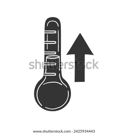 Thermometer Up Icon Silhouette Illustration. Temperature Vector Graphic Pictogram Symbol Clip Art. Doodle Sketch Black Sign.
