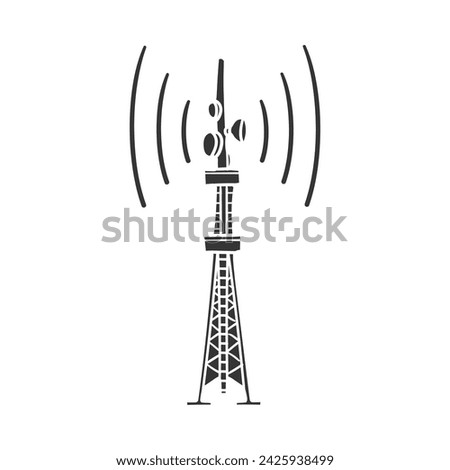 Telecommunication Tower Icon Silhouette Illustration. Buildings Vector Graphic Pictogram Symbol Clip Art. Doodle Sketch Black Sign.