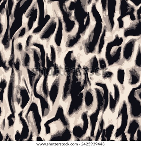Seamless leopard skin pattern with animal skin background elements in brown and black Royalty-Free Stock Photo #2425939443