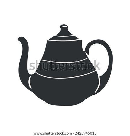 Teapot Icon Silhouette Illustration. Hot Drink Vector Graphic Pictogram Symbol Clip Art. Doodle Sketch Black Sign.