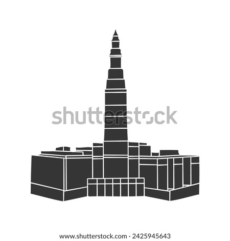 Terminal Tower Icon Silhouette Illustration. Cleveland Vector Graphic Pictogram Symbol Clip Art. Doodle Sketch Black Sign.