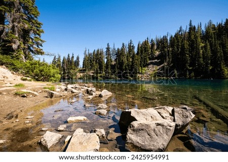 Blue Lake in North Cascades National Park in Washington State. Royalty-Free Stock Photo #2425954991