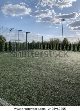 football field, green grass, boys