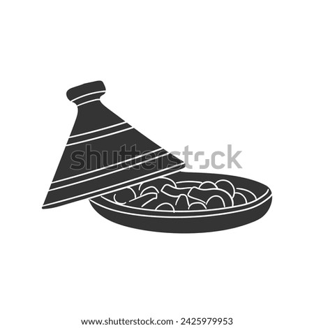 Tajine Icon Silhouette Illustration. Arabian Food Vector Graphic Pictogram Symbol Clip Art. Doodle Sketch Black Sign.