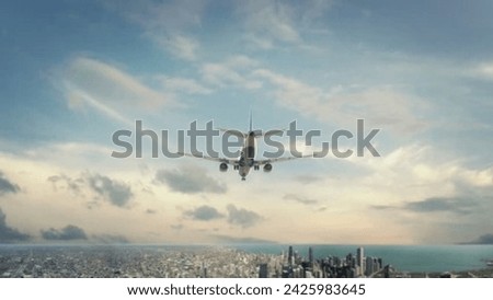 Skyward Soaring, Passenger Airplane Amidst Majestic Clouds, Embarking on Airborne Travel