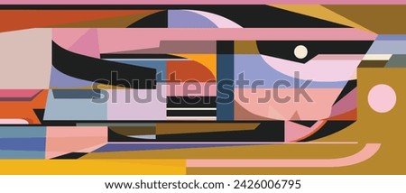 Geometric banner, cover, poster, label, flyer with colorful abstract shapes