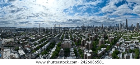 Aerial view of the Manhattan skyline as view from downtown Brooklyn, New York