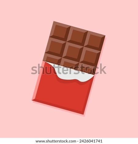Chocolate bar icon. The chocolate bar was bitten into pieces. Vector illustration of a single chocolate bar for a Valentine's gift.