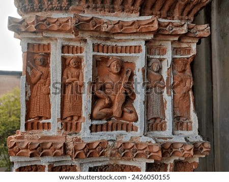 The Image captures the essence of Terracotta Temple Art of India and Indian Temple Architecture with exquisite detail and vibrant colors. Royalty-Free Stock Photo #2426050155