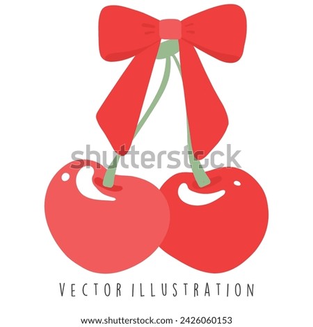 Coquette Bow with cherry vector illustration