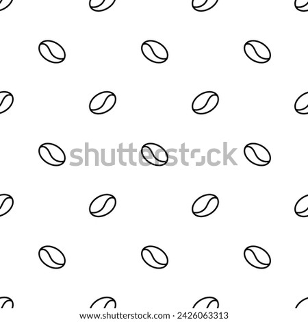 Seamless Coffee Bean Pattern in White Background. Morning Cafe Breakfast Print. Hand drawn. Monochrome black doodle sketch style. Vector flat illustration.