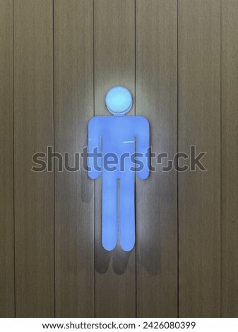 Neon light men icon toilet sign.