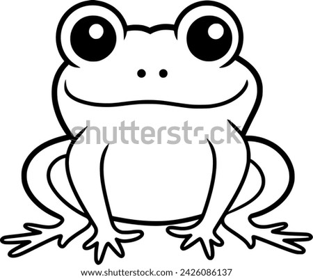 A simple Black and white vector drawing of Frogs, Pond, Nature, Water Lilly