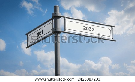 An image with a signpost pointing in two different directions in German. One direction points to 2031 the other points to 2032