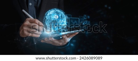  Business global internet connection application technology and digital marketing, Financial and banking, Digital link tech, big data. Royalty-Free Stock Photo #2426089089