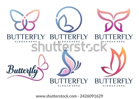 set of Butterfly logo design template . Vector illustration