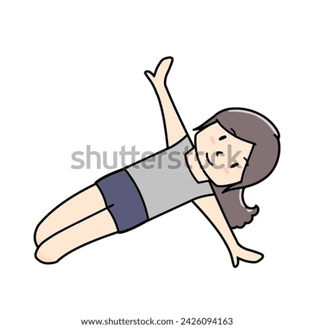 Clip art of girl balancing on the floor with her hands	